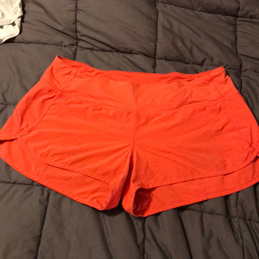 Lululemon orange speed shorts size 8